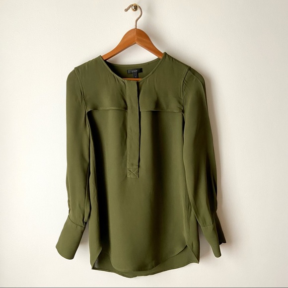 J. Crew Tops - J. CREW Olive Green Blouse 4